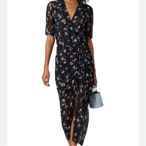 Veronica Beard Floral Black Mariposa Silk Dress 12